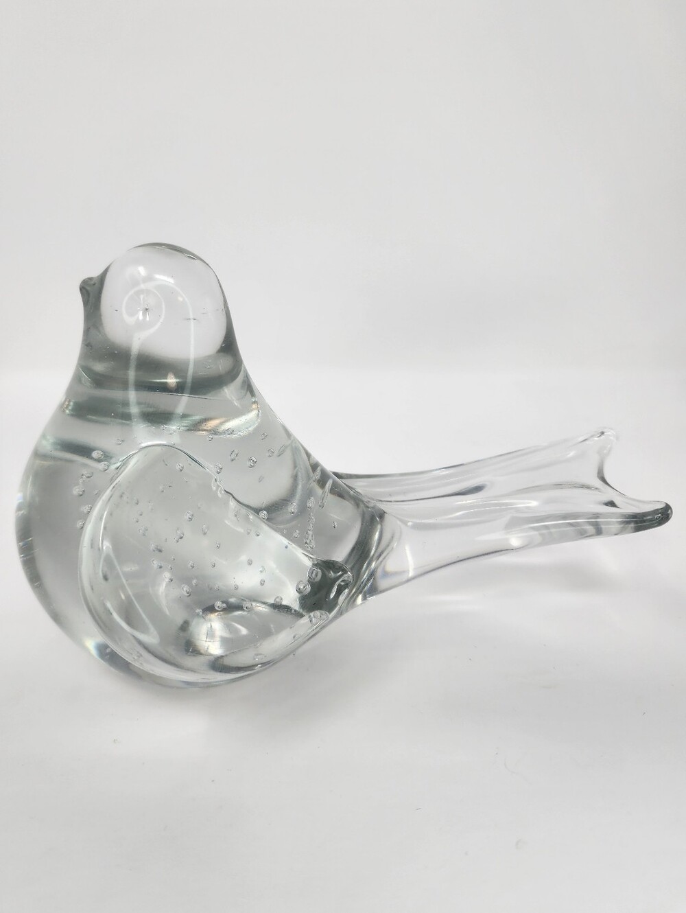 Chonky Bird Clear Art Glass Paperweight - Picture 3 of 10